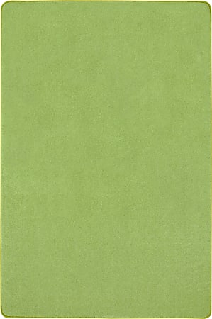 Joy Carpets Kid Essentials Solid Color Rectangle Area Rug, Just Kidding, 12’ x 6', Lime Green