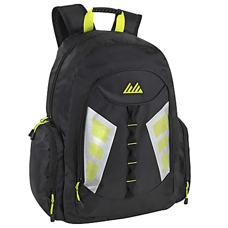 Mountain Edge Multi-Pocket Backpacks With 17" Laptop Sleeves, Black/Yellow, Case Of 24 Backpacks