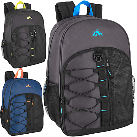 Summit Ridge Bungee Backpacks, Assorted Colors, Case Of 24 Backpacks, 2938Q24