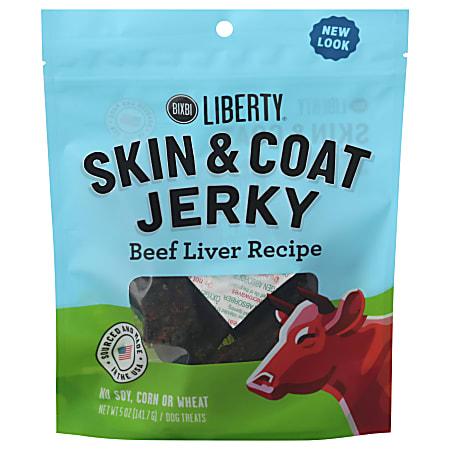 Bixbi Skin & Coat Jerky, Beef Liver, 5 Oz, Total Qty 6