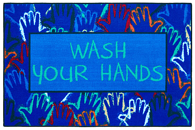 Carpets for Kids® KID$Value Rugs™ Wash Your Hands Rug, 3' x 4 1/2' , Blue
