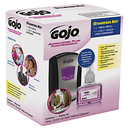 GOJO® Antibacterial Foam Hand Wash Soap Refill Dispenser Kit, Plum Scent