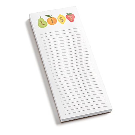 Eccolo List Pad With Pen, 4" x 10", Ruled, 100 Sheets, Mixed Fruit