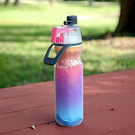 O2COOL Mist N Sip Water Bottle 20 Oz Ombre Raspberry - Office Depot