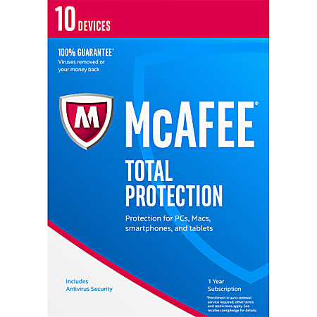 McAfee® Total Protection 2017, 1-Year Subscription, For 10 PC And Apple® Mac® Devices, Download Version