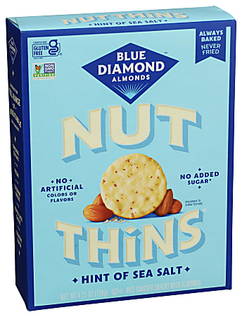 Blue Diamond Nut Thins, Sea Salt, 4.25 Oz, Total Qty 12