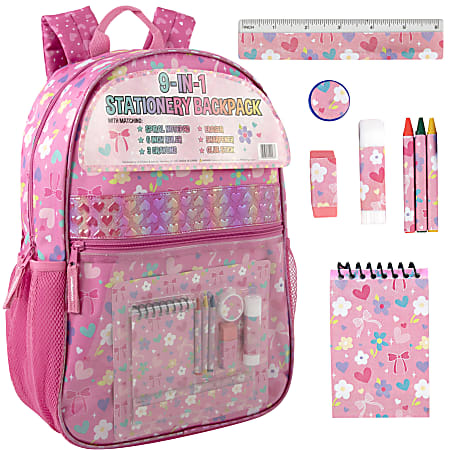 Trailmaker 9-in-1 Backpack With School Supplies, Pink Flower Print