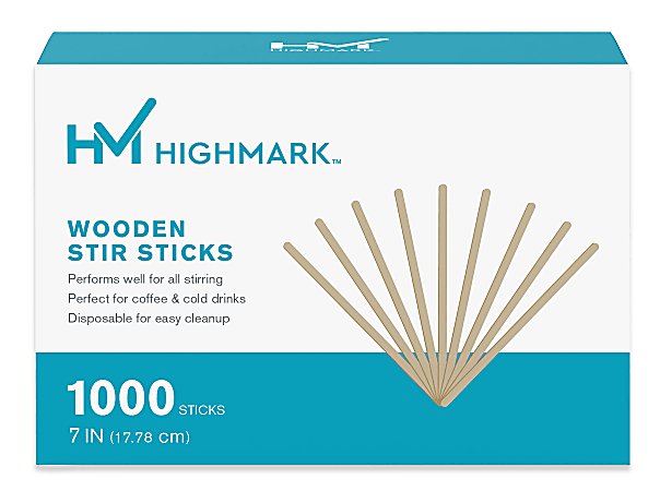 Highmark® Wooden Stir Sticks, 7", Light Brown, Box Of 1, 000, TBD25