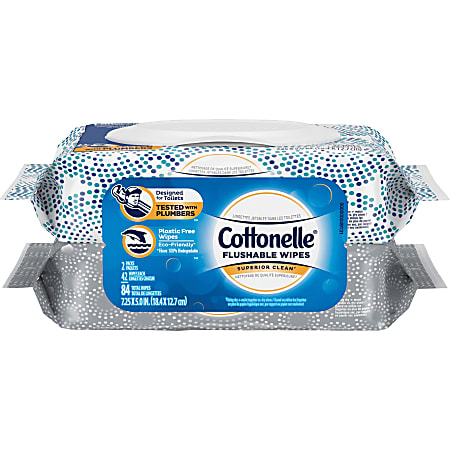 Kimberly-Clark Professional Cottonelle® Fresh Care Flushable Wet Wipes, 42 Wipes Per Pouch, Pack Of 2 Pouches