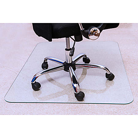 Floortex Cleartex Glaciermat Glass Rectangular Chair Mat - Hard Floor, Home, Office, Carpet - 40" Length x 53" Width x 0.20" Thickness - Rectangle - Glass - Clear