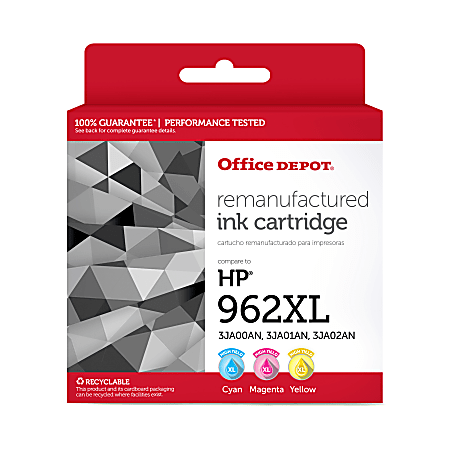 Office Depot® Remanufactured Cyan; Magenta; Yellow High-Yield Ink Cartridge Replacement For HP 962XL, OD962XLCMY