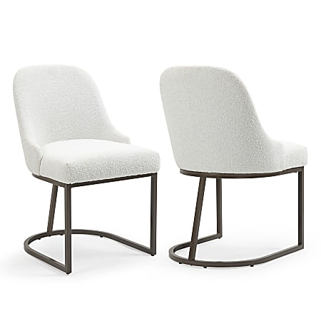 Glamour Home Ayane Boucle Dining Accent Chairs, White, Set Of 2 Chairs