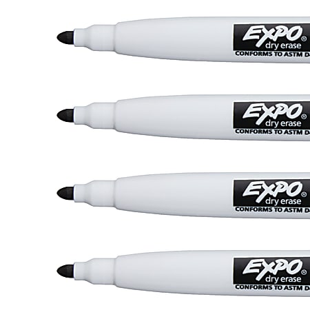 Expo Vis A Vis Wet Erase Fine Tip Markers Gray Barrel Black Ink Set Of 4  Markers - Office Depot
