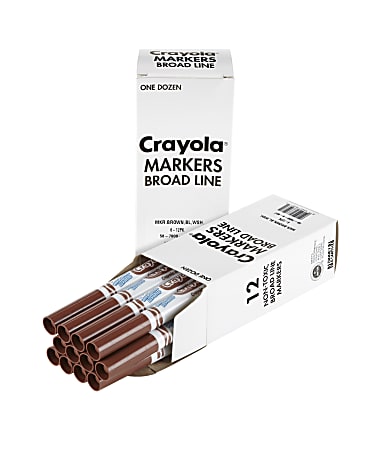 Crayola® Washable Broad Line Markers, Brown, Pack Of 12 Markers