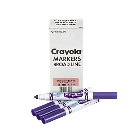 Crayola® Washable Broad Line Markers, Violet, Pack Of 12 Markers