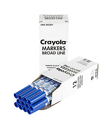 Crayola® Washable Broad Line Markers, Blue, Pack Of 12 Markers