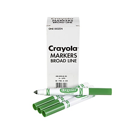Crayola® Washable Broad Line Markers, Green, Pack Of 12 Markers