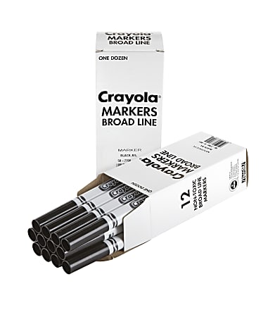 Crayola Washable Broad Line Markers White Barrel Black Ink Pack Of 12 ...