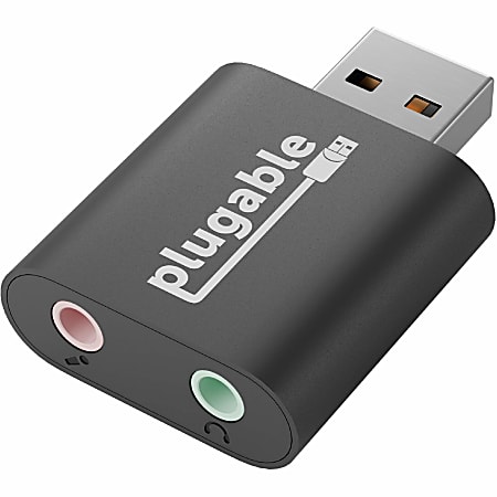Plugable USB Audio Adapter with 3.5mm Speaker-Headphone and Microphone Jack, Add an External Stereo Sound Card to Any PC, USBAUDIO