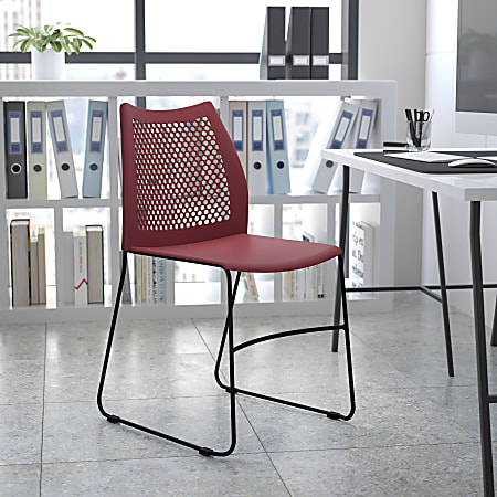 Flash Furniture HERCULES Series Sled-Base Stack Chair With Air-Vent Back, Burgundy