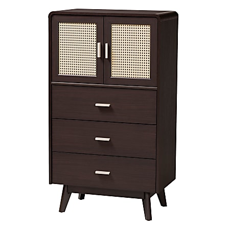 Baxton Studio Giancarlo 3-Drawer Storage Chest, 47-5/8”H x 26-13/16”W x 15-3/4”D, Espresso Brown/Light Brown