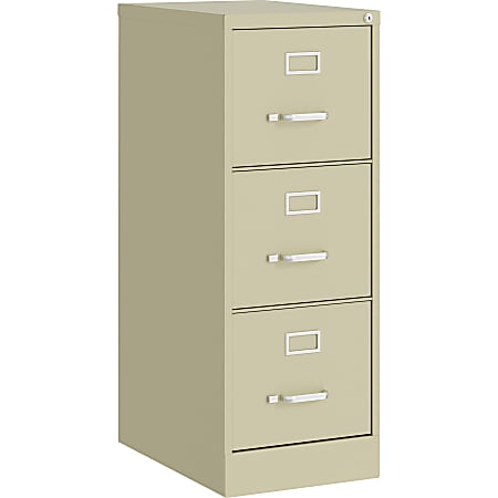 Lorell Commercial-Grade Putty Vertical File - 15" x 22" x 40.2" - 3 x Drawer(s) for File - Letter - Vertical - Ball-bearing Suspension, Removable Lock, Pull Handle, Wire Management - Recycled