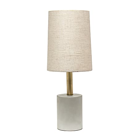 Lalia Home Antique Brass Concrete Table Lamp, 18-1/2"H, Khaki Shade/Cement Base