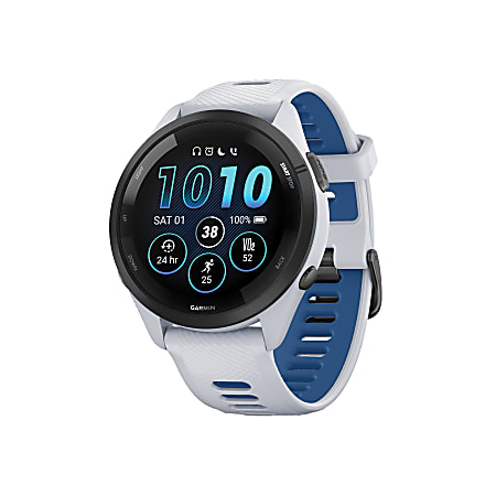 Garmin Forerunner 265 Running Smartwatch WhitestoneTidal BlueBlack Office Depot