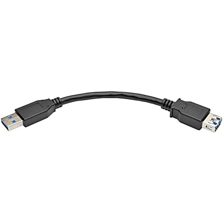 Eaton Tripp Lite Series USB 3.0 SuperSpeed Extension Cable (A M/F), Black, 6-in. (15.24 cm) - USB extension cable - U32406NBK