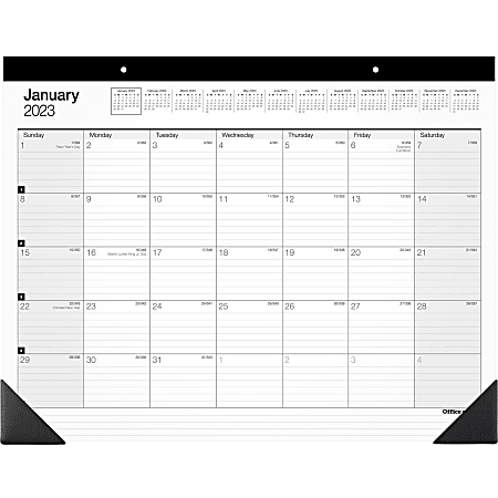 Office Depot® Brand Monthly Desk Pad Calendar, 21-3/4" x 17", White, January To December 2023, SP24D00