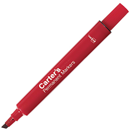 Avery® Carter's™ Permanent Markers, Chisel Tip, Large Desk-Style Size, Red