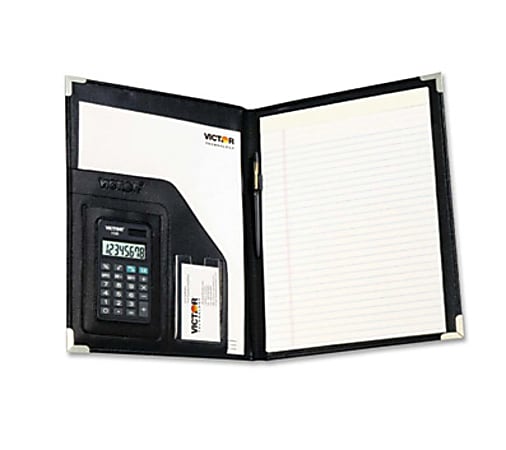 Victor Professional Pad Holders with Calculators - Letter - 8 1/2" x 11" Sheet Size - Black - 1.50 lb - 1 Each