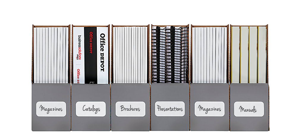 Office Depot® Brand Standard-Duty Magazine Storage Files, Letter Size, 11 3/4" x 4" x 9 1/4", Gray, Case Of 6