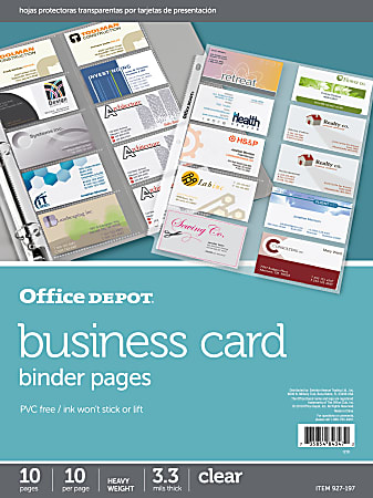 Office Depot® Brand Business Card Binder Pages, 8-1/2" x 11", Clear, Pack Of 10