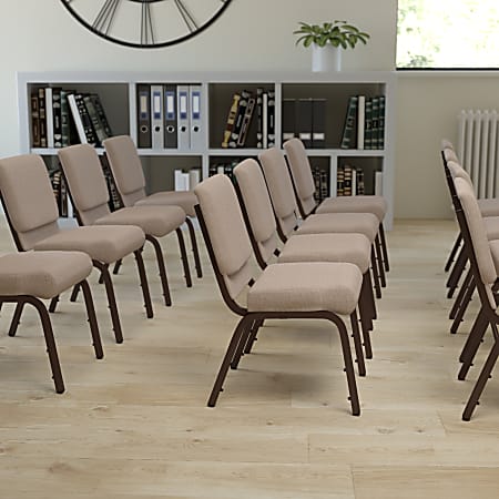 Flash Furniture HERCULES Series 21"W Stackable Church Chair, Beige/Coppervein
