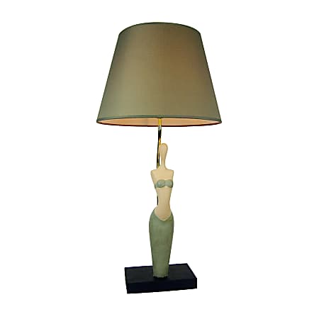 Simple Designs Modern Art Mermaid Pretty Woman Table Lamp, 27 9/16"H, Green Shade/Green Base