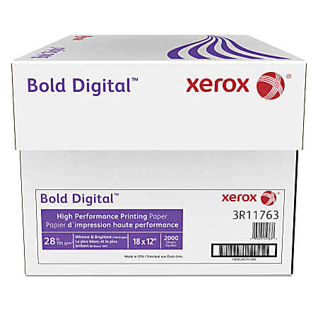 Xerox® Bold Digital™ Printing Paper, Tabloid Extra Size (18" x 12"), 100 (U.S.) Brightness, 28 Lb, FSC® Certified, 500 Sheets Per Ream, Case Of 4 Reams