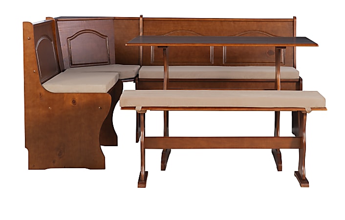 Linon Jessica Nook Set With Cushions, Walnut/Beige