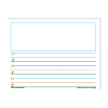 Teacher Created Resources® Smart Start K-1 Story Filler Paper, 11" x 8 1/2", 100 Sheets (200 Pages), Pack Of 4
