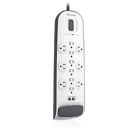 Belkin BV112234-08 12-Outlets Surge Suppressor - 12 x AC Power - 1875 VA - 3996 J - 125 V AC Input - 125 V AC Output - 216 kA - Ethernet, Coaxial Cable Line, Phone/Fax - 8 ft