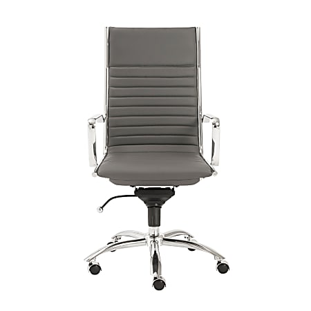 Eurostyle Dirk Faux Leather High-Back Commercial Office Chair, Chrome/Gray
