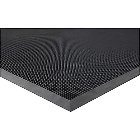 Genuine Joe Brush Tip Scraper Mat - Indoor, Outdoor - 60" Length x 36" Width x 0.400" Thickness - Rectangular - Rubber - Black - 1 Each