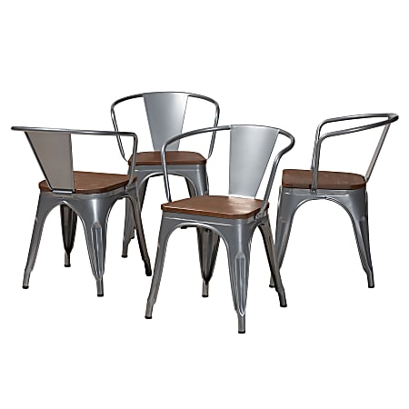 Baxton Studio Ryland Dining Chairs, Gray, Set Of 4 Chairs