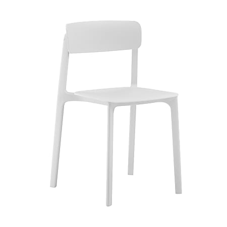 Eurostyle Tibo Polypropylene Stackable Outdoor Side Chairs, White, Set Of 2 Chairs