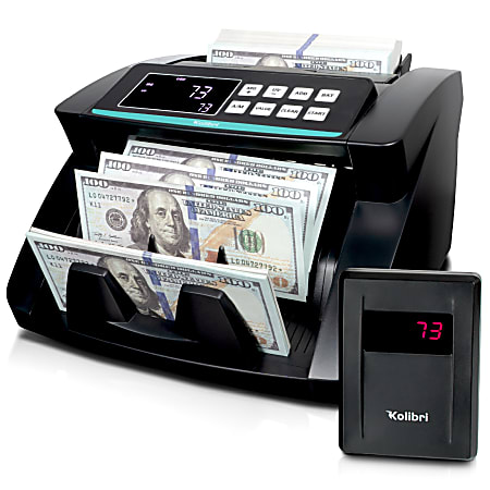 Kolibri Money Counter Machine With Advanced Fake Detection And LCD, 10”H x 7”W x 11”D, Black