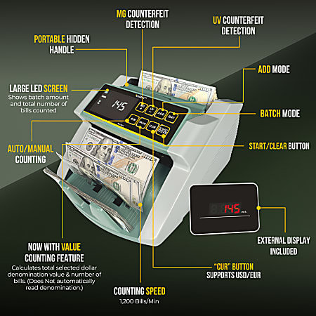 Kolibri Money Counter Machine With Advanced Fake Detection And LCD 10 H ...