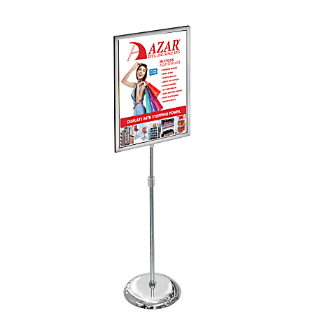 Azar Displays Metal Vertical 2-Sided Slide-In Floor Stand, 43-1/2"H x 15"W x 15"D, Clear