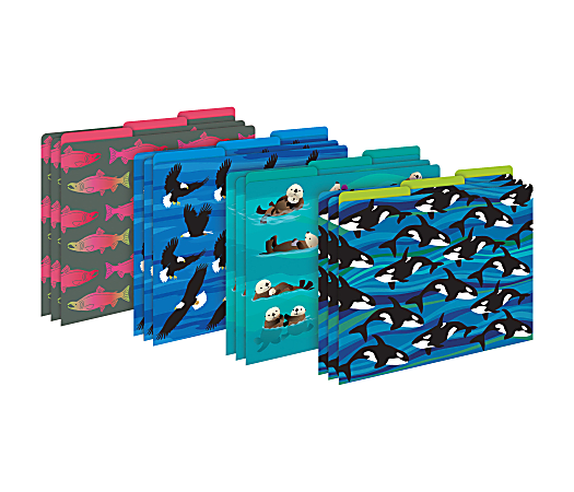 Barker Creek File Folders, Letter Size, Ocean Animals Design, Pack Of 12 Folders