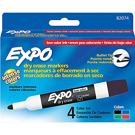 Dry Erase Markers Bullet Tip - 4 pack