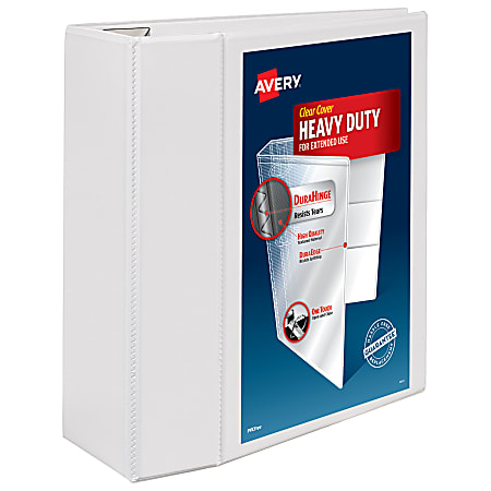 Avery® Heavy-Duty View 3 Ring Binder, 5" One Touch EZD® Rings, White, 1 Binder